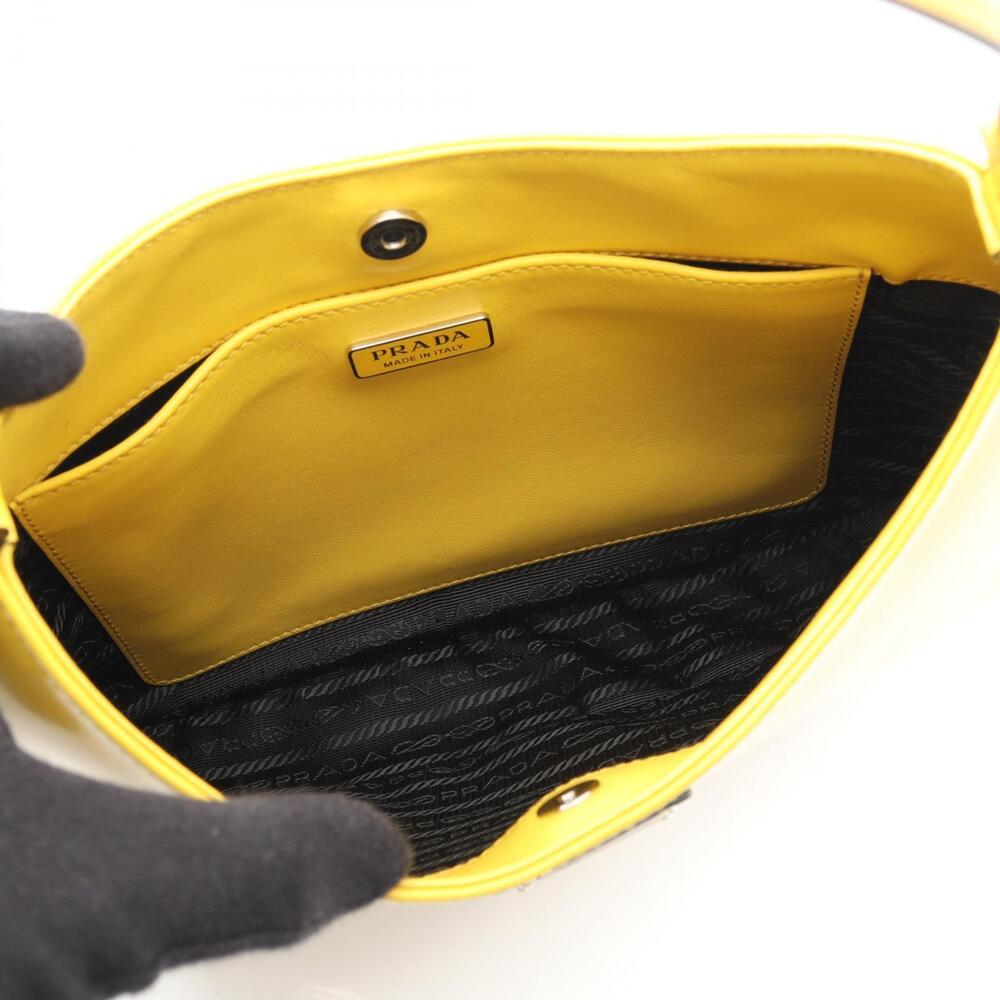 Prada Shoulder Yellow Bag Brushed Cleo Leather